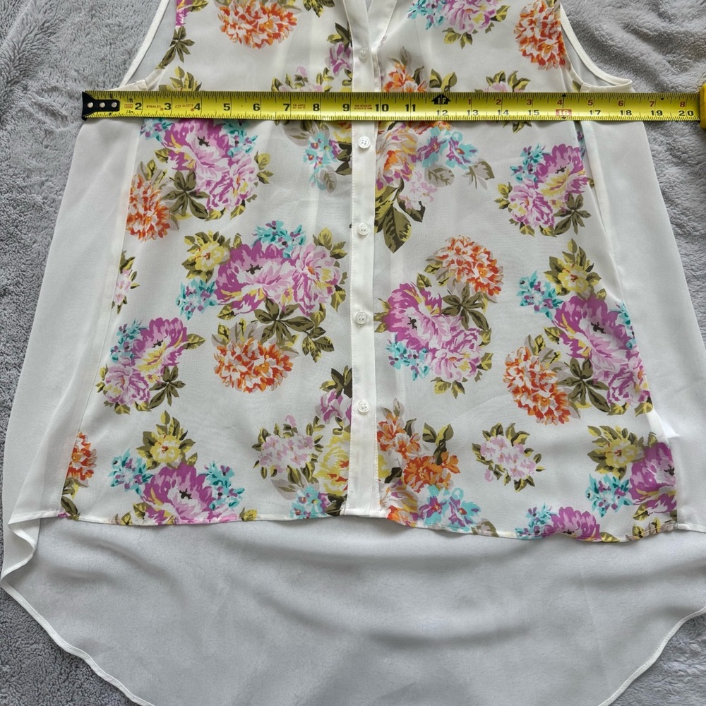 Forever 21 Floral Sleeveless Sheer Hi Low Blouse - Size Small - Picture 4 of 8